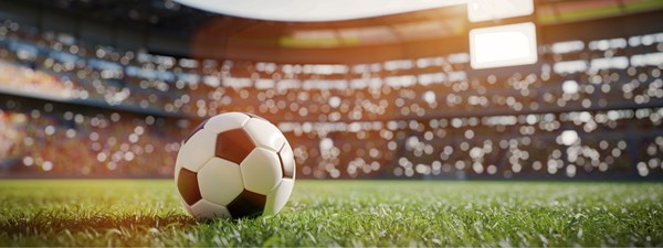 a soccer ball on a large stadium