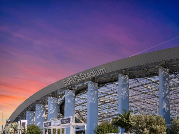 sofi stadium los angeles during sunset