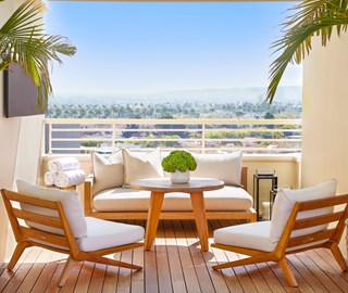 Private pool cabanas overlooking the L.A skyline