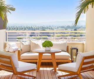 Private pool cabanas overlooking the L.A skyline